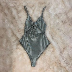 Striped Cutout Bodysuit